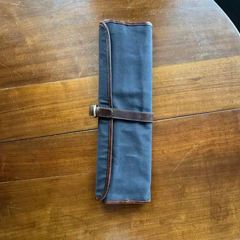 NEW Knife Roll Company Iris‎ Leather Chef Knife Roll Stress Grey 5 Slot